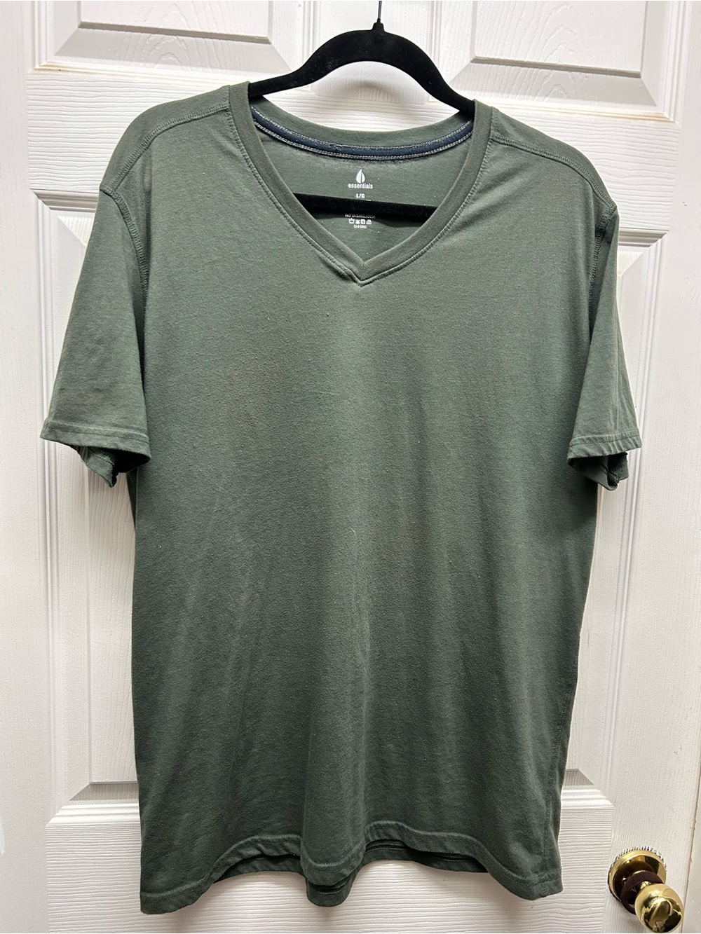 Essentials Men’s V-Neck Short Sleeve Shirt - Olive Green